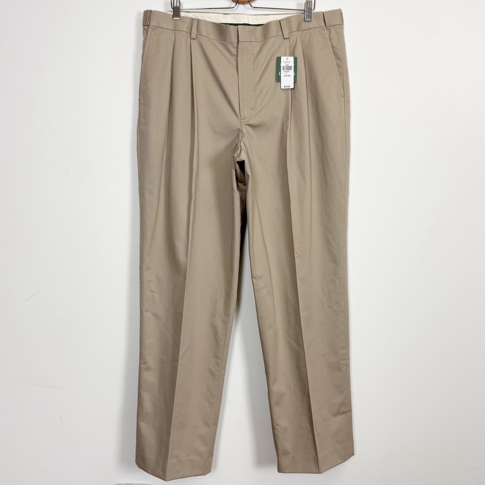 LL Bean Wrinkle Free Comfort Waist Pants Mens 40x33 Khakis Beige #262556 NWT